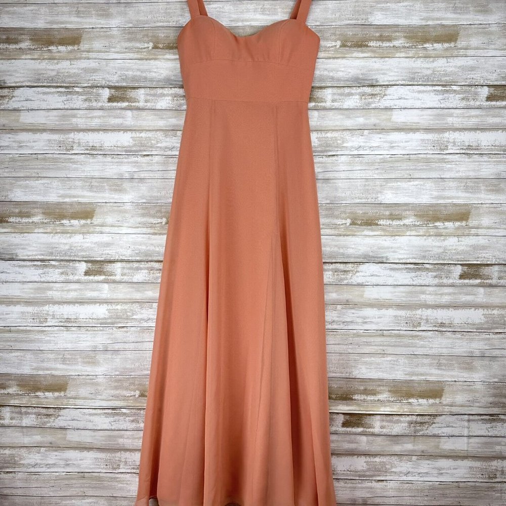 Jenny Yoo Bridesmaid Dress Size 4 Harris Chiffon Long Maxi Peach Canyon Sunset